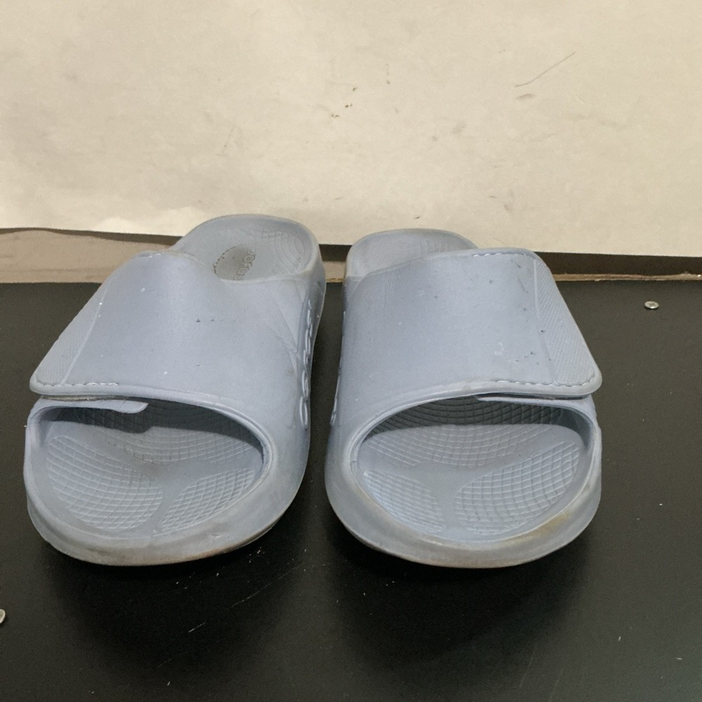 Oofos EU 39 M6 W8 OOahh Sport Flex Sandal Recovery Slides Light Blue Adjustable